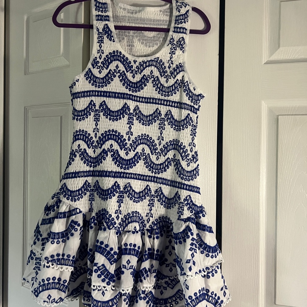 Embroidered Ruffled Sleeveless Dress - Picture 8 of 16